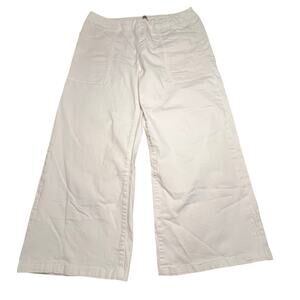 Soft Surroundings Wide Leg Jeans Sailor Crop White Denim Size Large Pull On
